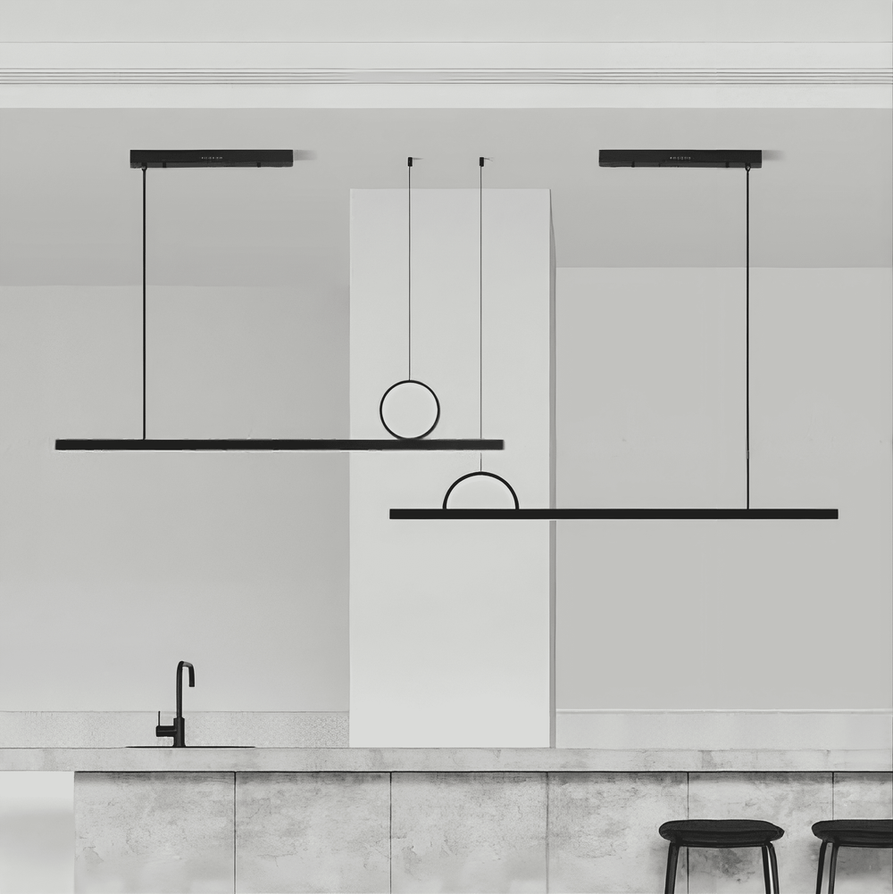 TORVID Linear Chandelier by Lampadom - scale reference