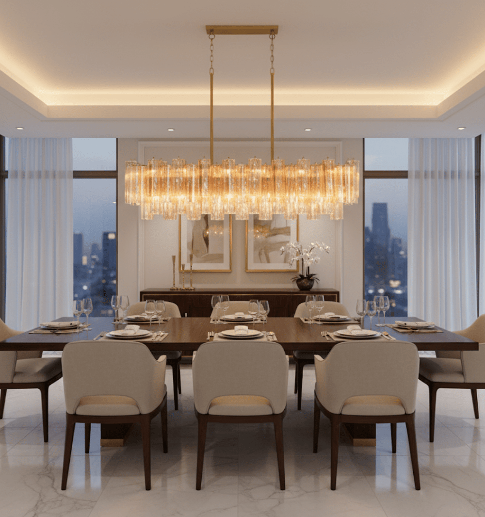 SESTIERE Linear Chandelier by Lampadom - side view