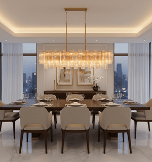 SESTIERE Linear Chandelier by Lampadom - side view