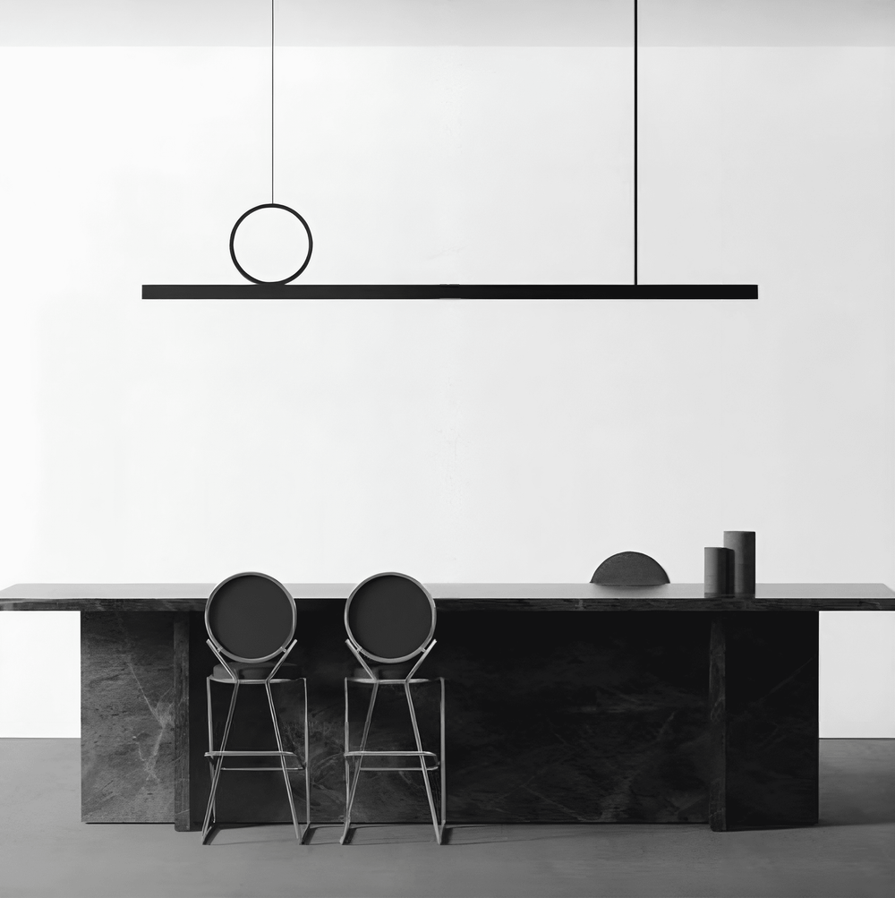 TORVID Linear Chandelier by Lampadom - side view