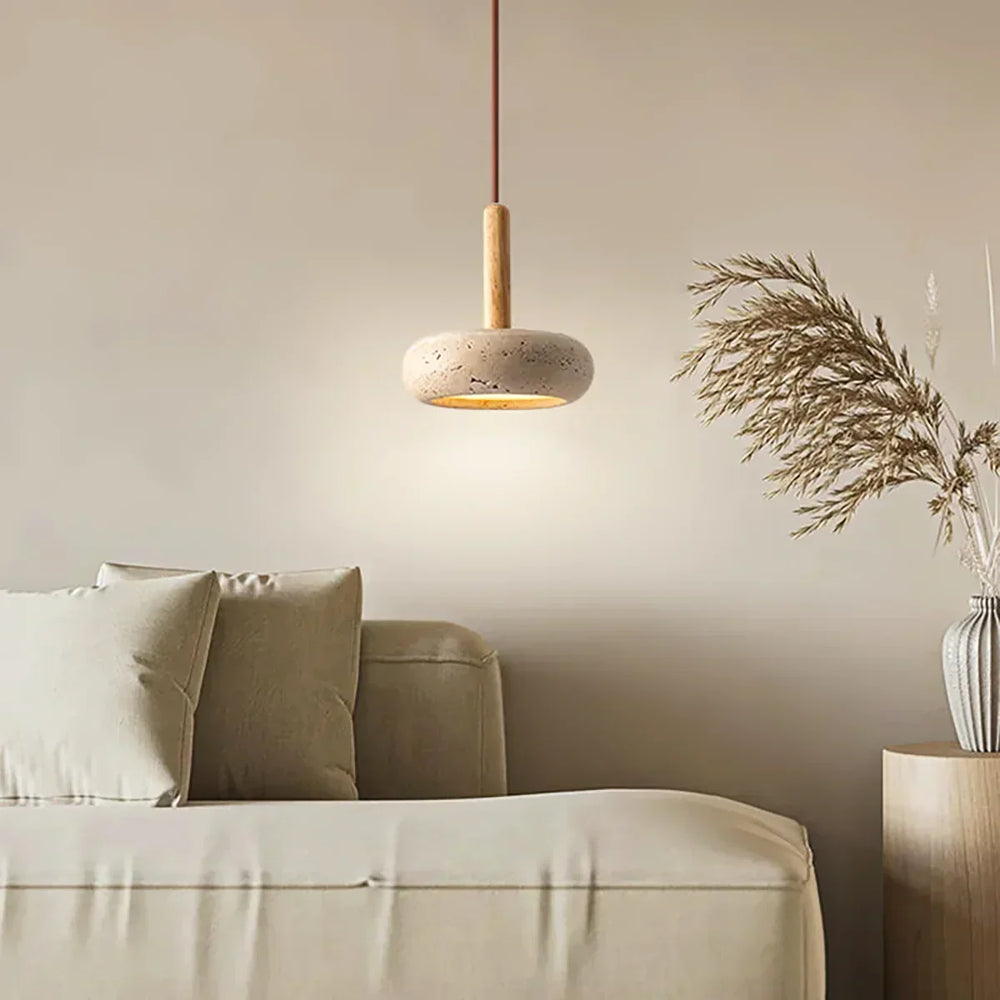 Round Travertine Pendant Light