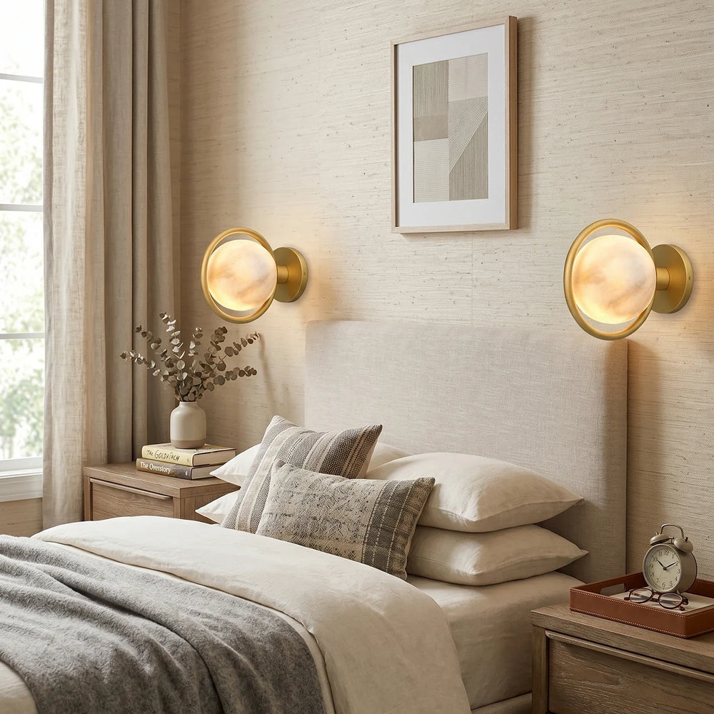 Alabaster Globe Wall Light