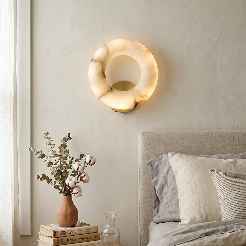 Alabaster Donut Wall Light