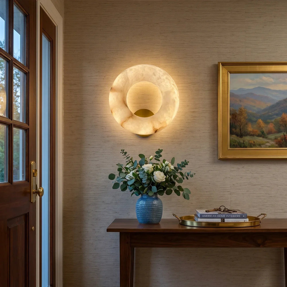 Alabaster Donut Wall Light