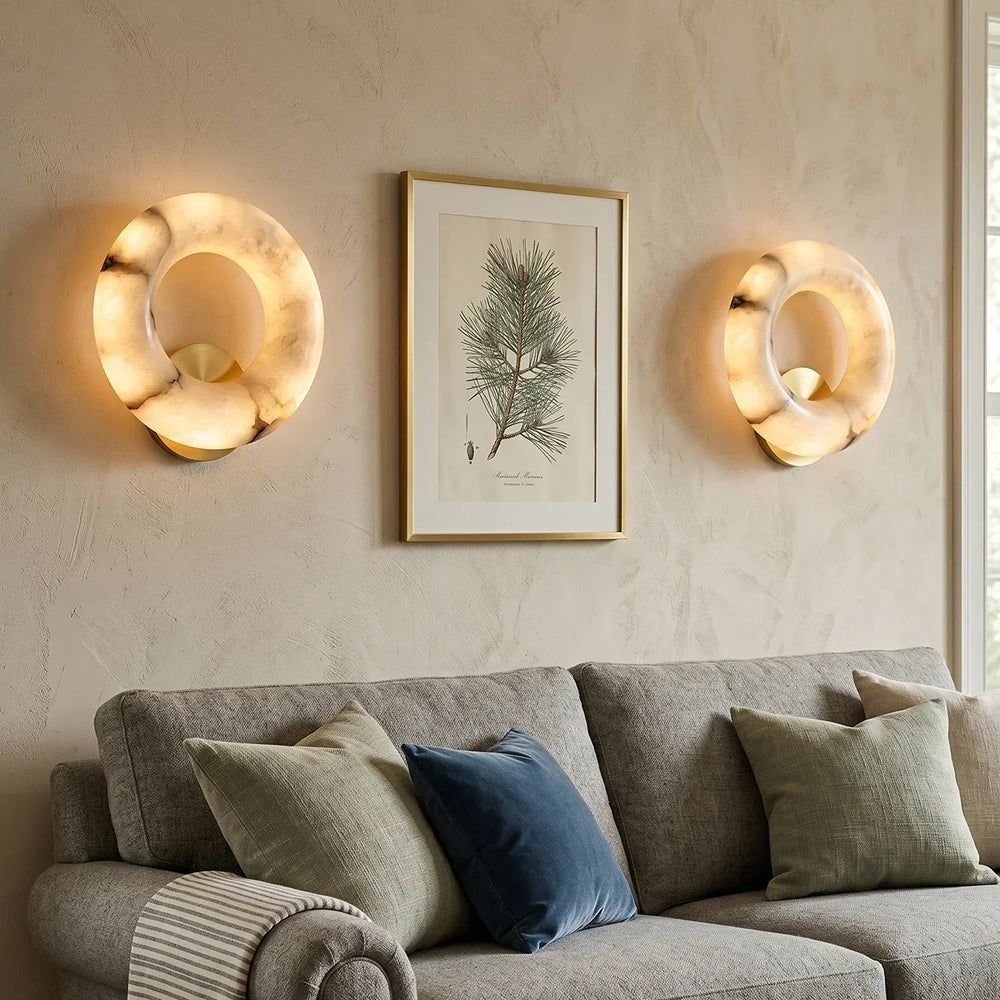 Alabaster Donut Wall Light