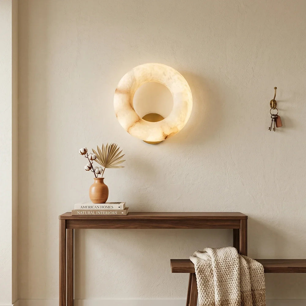 Alabaster Donut Wall Light