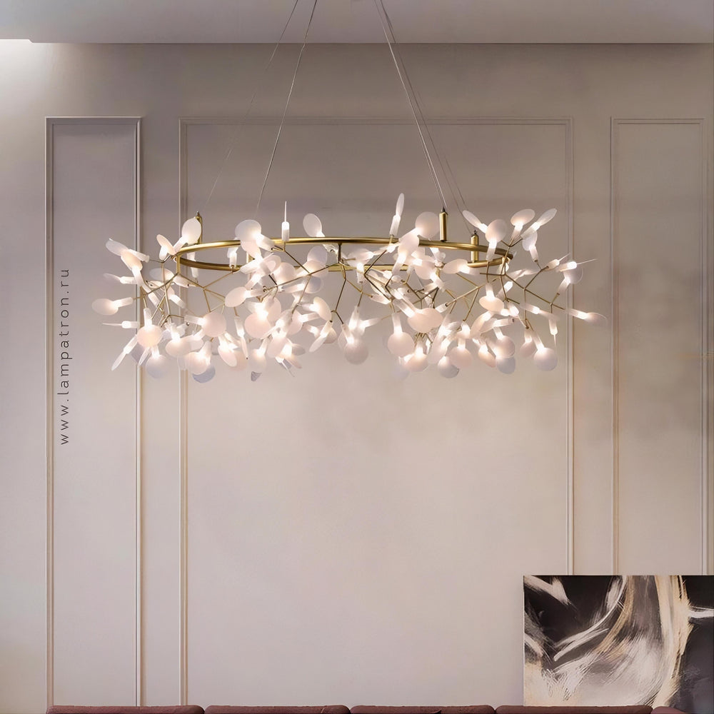LEAVES LUX Ring Chandelier by Lampadom - angle view