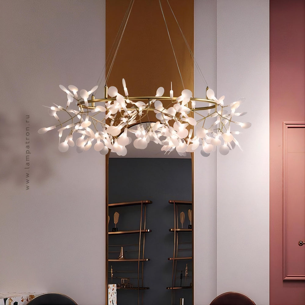 LEAVES LUX Ring Chandelier by Lampadom - top view