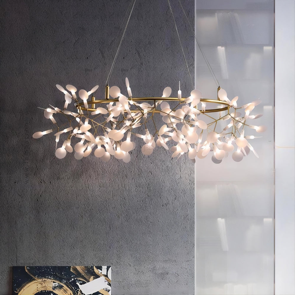 LEAVES LUX Ring Chandelier by Lampadom - side view