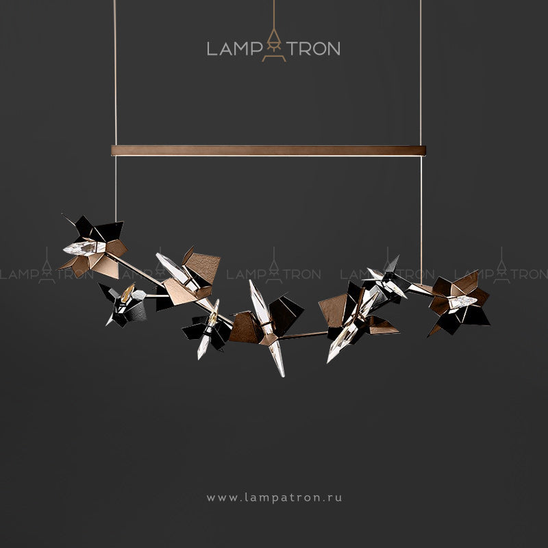BERGAMO Linear Chandelier by Lampadom - angle view