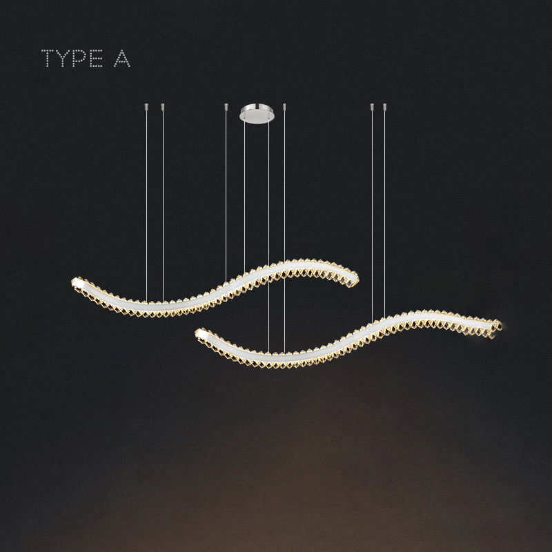 BERTOLDA W DUO Linear Chandelier by Lampadom - angle view