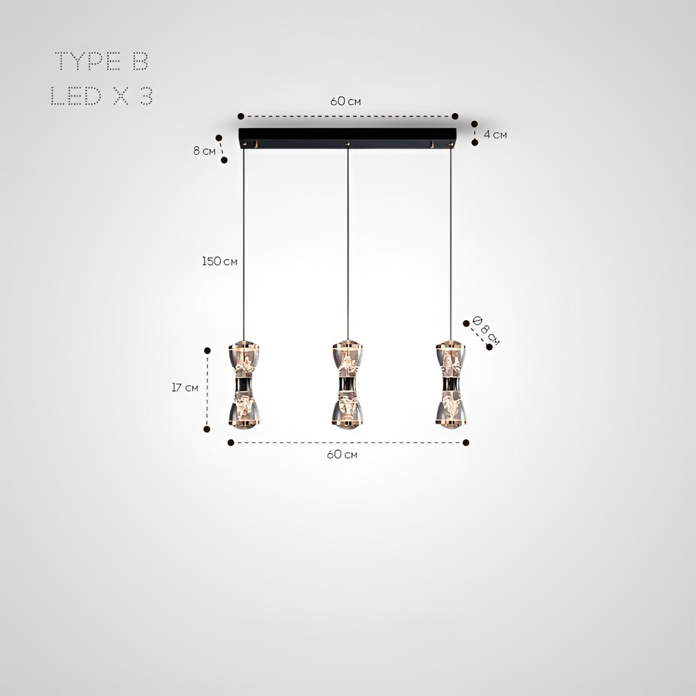 BODE Linear Chandelier by Lampadom - scale reference