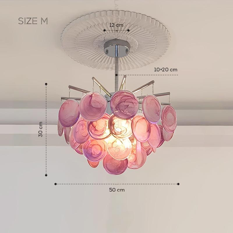 FROST COLOR Chandelier, Pink. by Lampadom - side view
