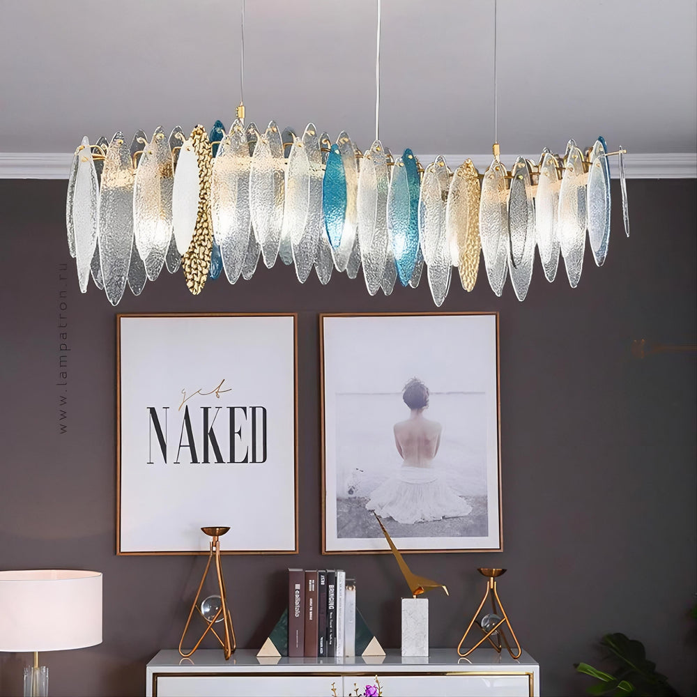 RISSA-B WAVE Linear Chandelier by Lampadom - close-up