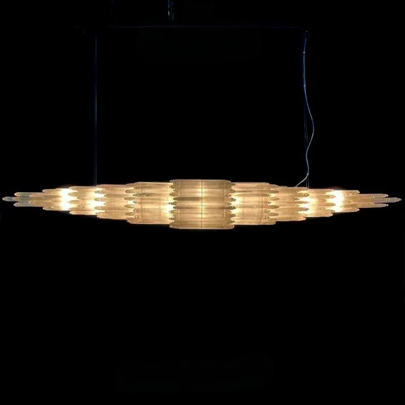 Selenite Linear chandelier by Lampadom - side view
