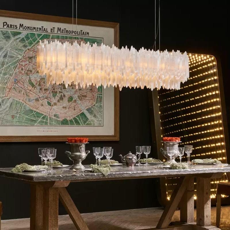 Selenite Linear Chandelier by Lampadom - close-up