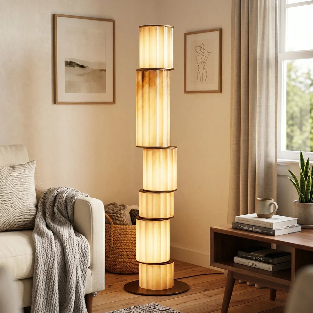 Staggered Alabaster Floor Lamp