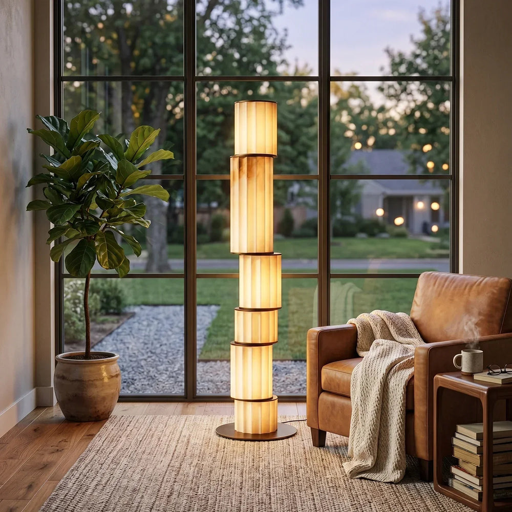 Staggered Alabaster Floor Lamp