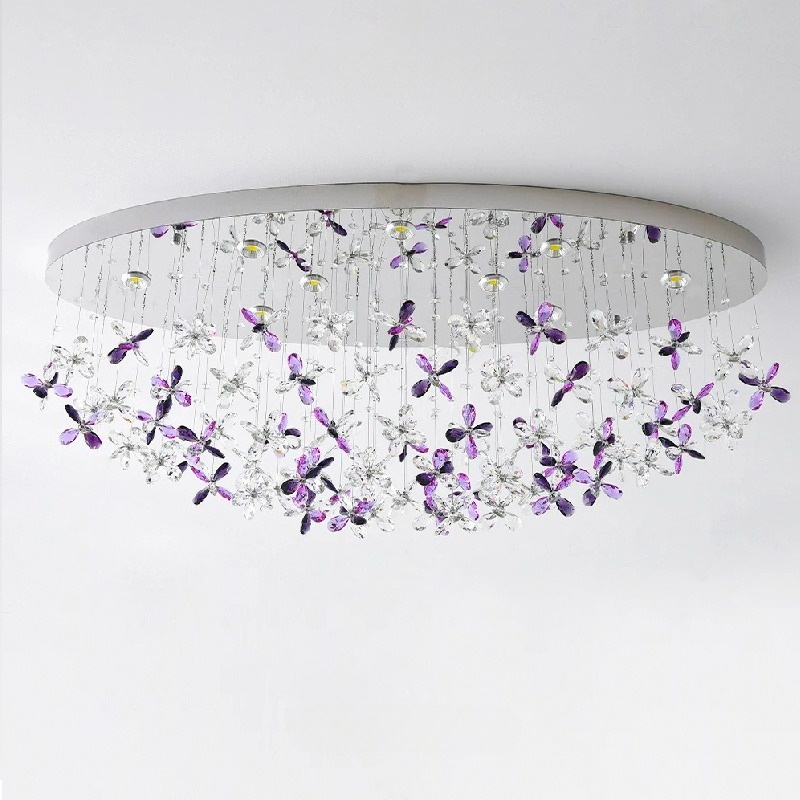 CHARA AMETHYST long chandelier by Lampadom - side view