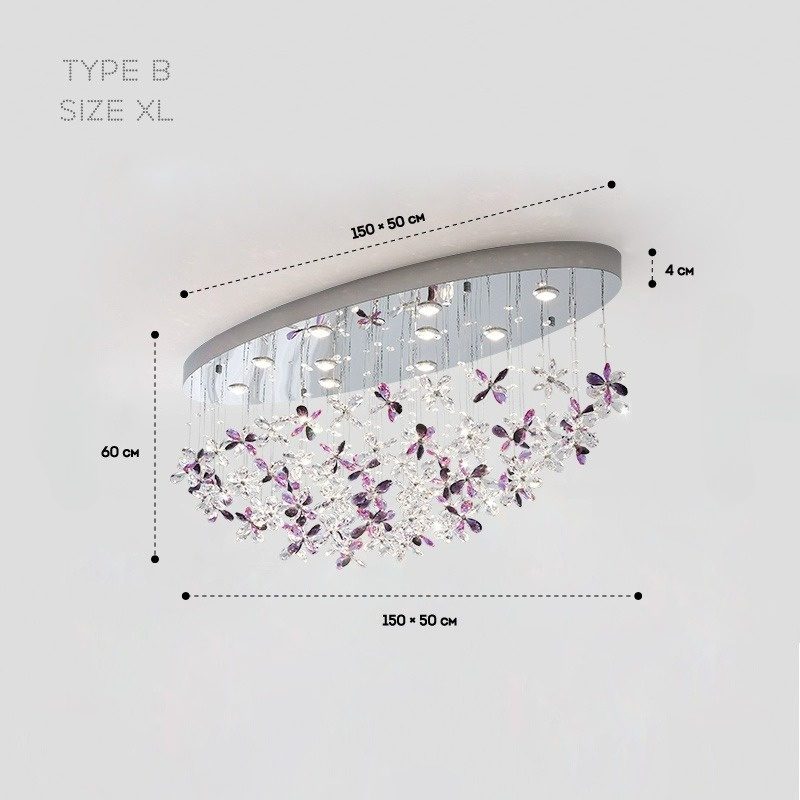 CHARA AMETHYST long chandelier by Lampadom - close-up
