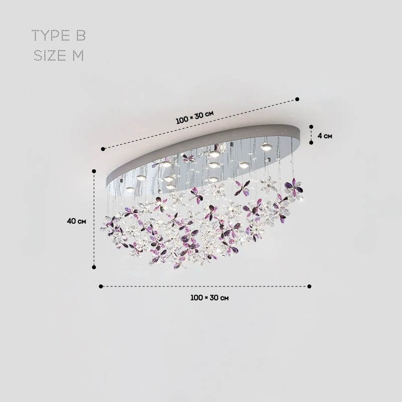 CHARA AMETHYST long chandelier by Lampadom - angle view