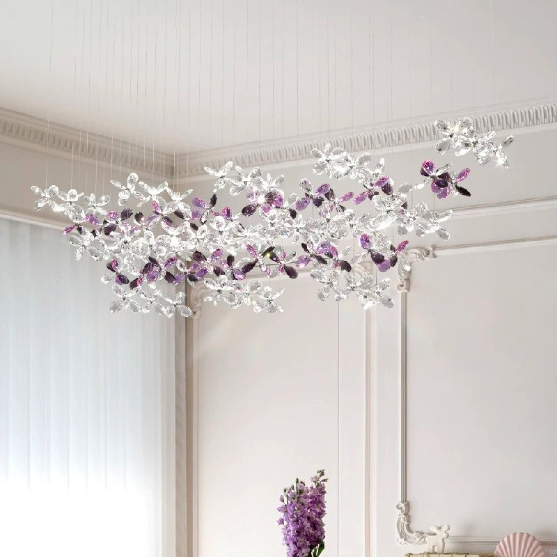 CHARA AMETHYST long chandelier by Lampadom - close-up