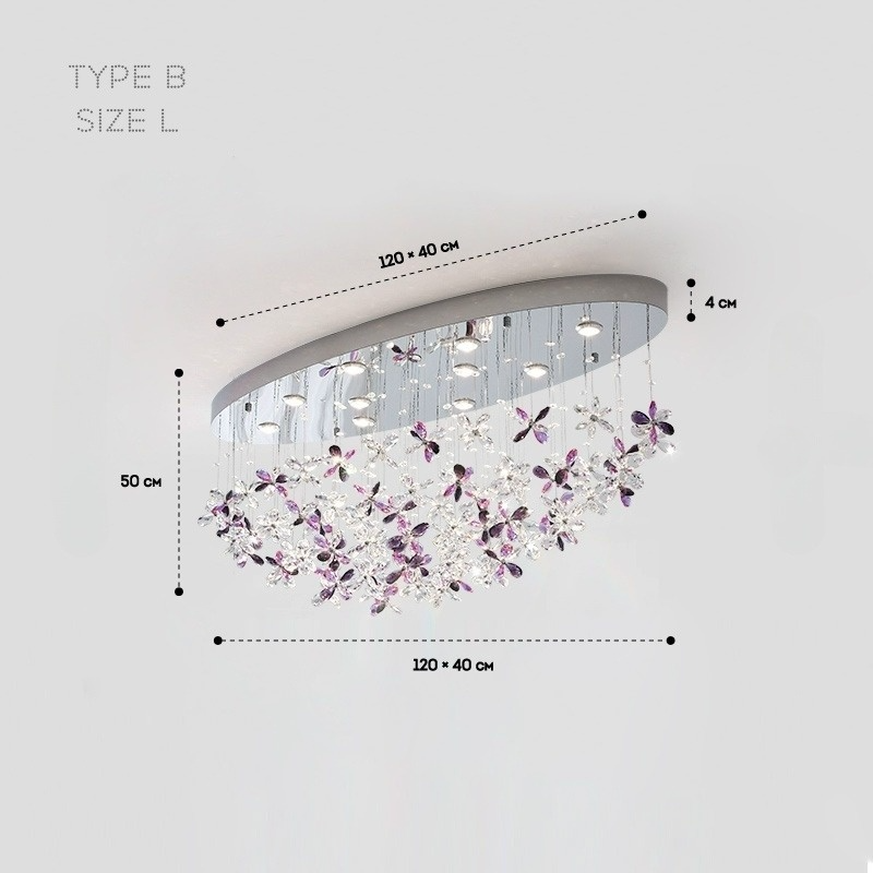 CHARA AMETHYST long chandelier by Lampadom - side view