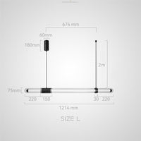 TIME TUNNEL WAVY Linear Chandelier by Lampadom - side view
