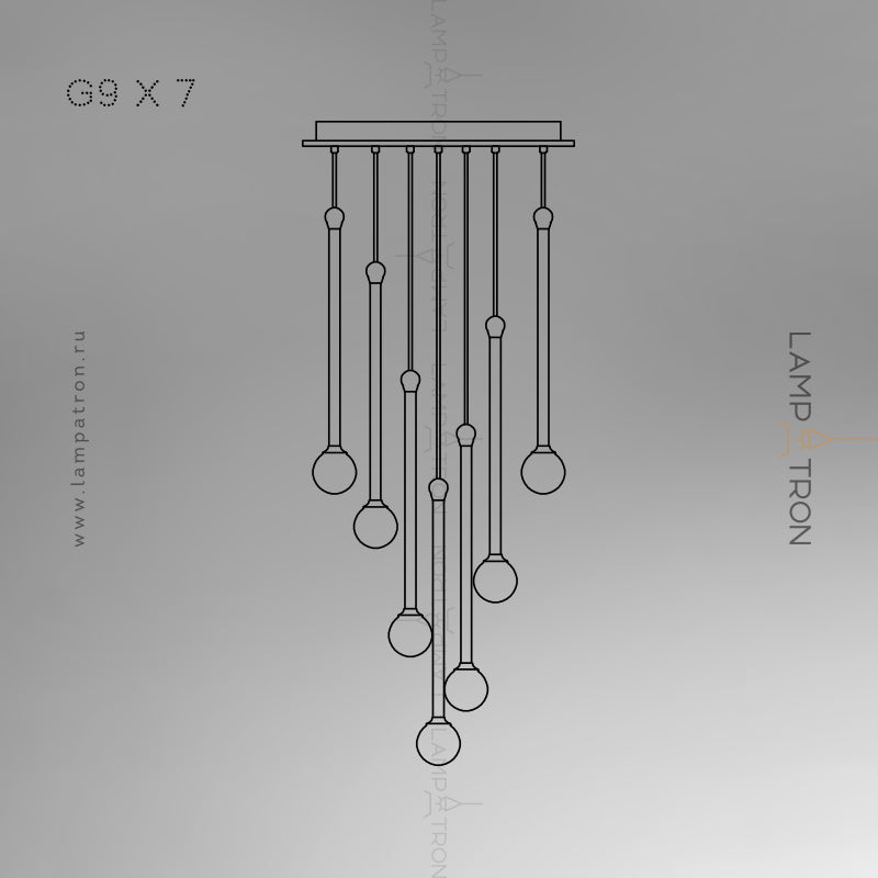 BAST MORE Cascade Light by Lampadom - scale reference